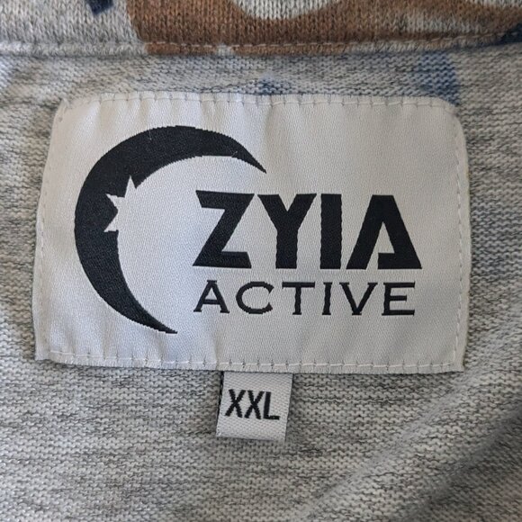 ZYIA Active Top Women's XXL Blue Gray Floral Cropped Pullover Dolman Sweatshirt - Picture 7 of 13